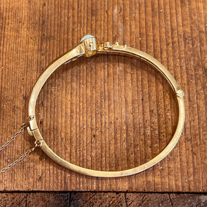 Edwardian Gold and Opal Bangle Bracelet in 15k Gold