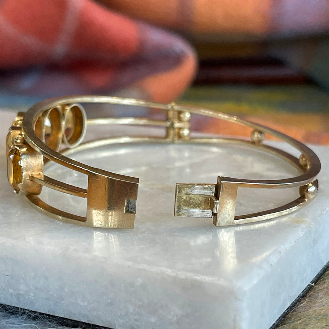 Victorian Silver Gilt Citrine Bangle, England c. 1890