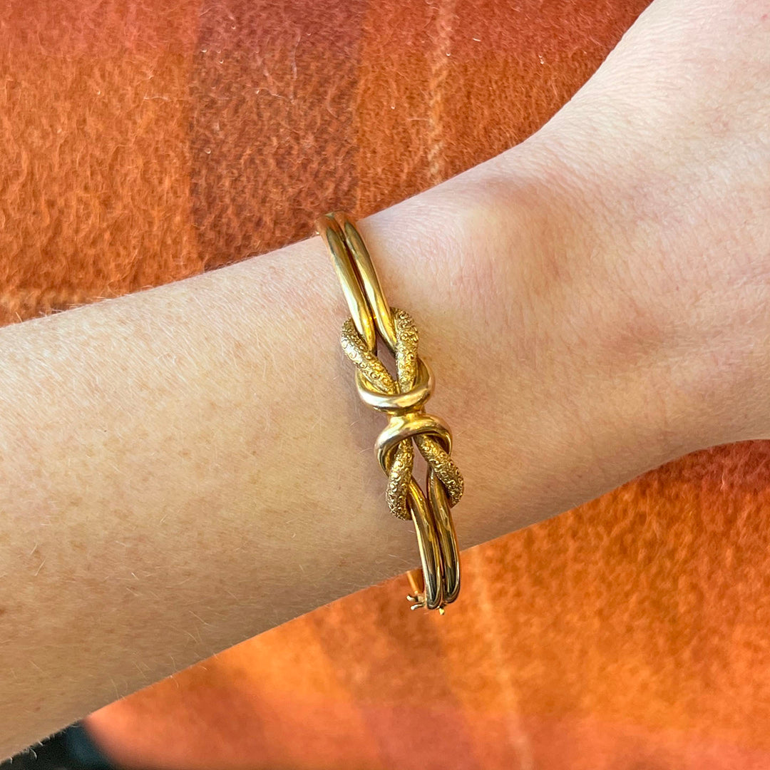 Antique Victorian Love Knot Bangle 15k Gold