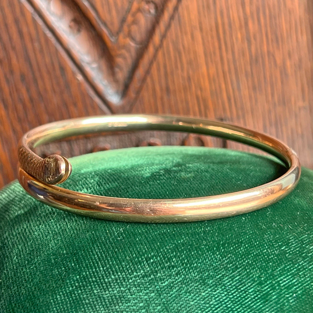 Antique Victorian 9k Gold Coiled Snake Arm Bangle c. 1900