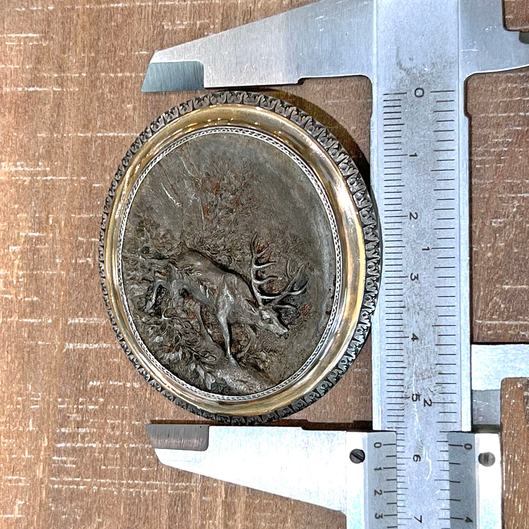 Antique Steel Brooch Elk in Wilderness c.1800