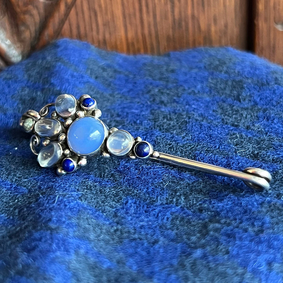 Antique Arts & Crafts Sybil Dunlop Chalcedony Moonstone Brooch