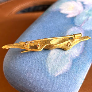 Antique French Bird Brooch Pendant 18kt Gold Ruby Eye