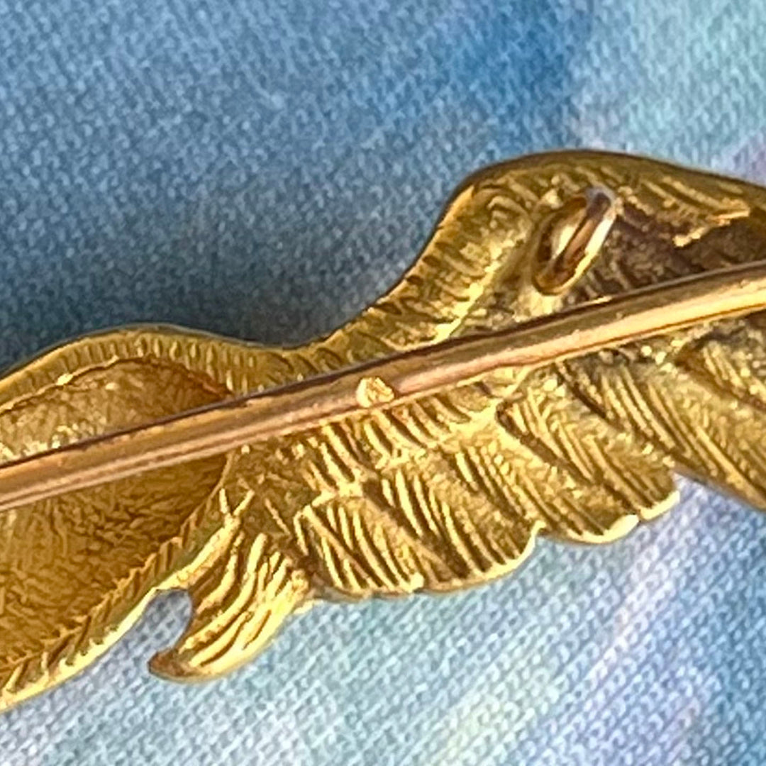 Antique French Bird Brooch Pendant 18kt Gold Ruby Eye