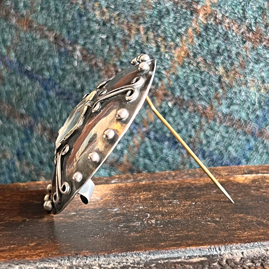 Antique Large Silver Citrine Celtic Brooch 'Catherine'