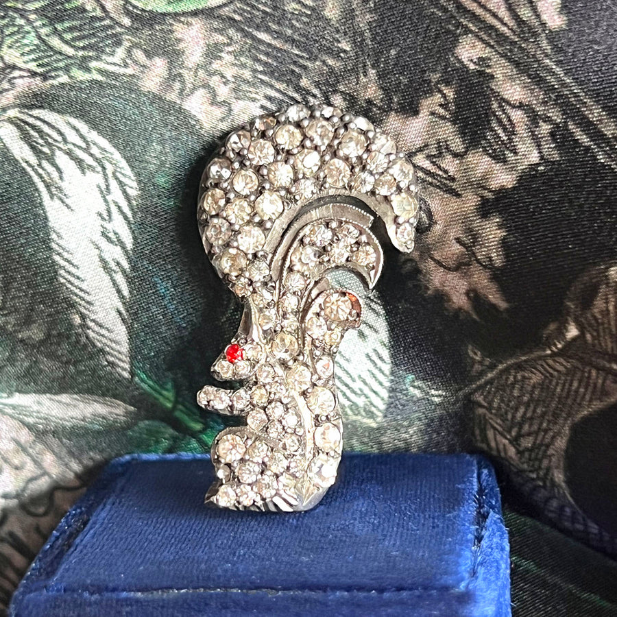 Victorian Silver Paste Squirrel Brooch