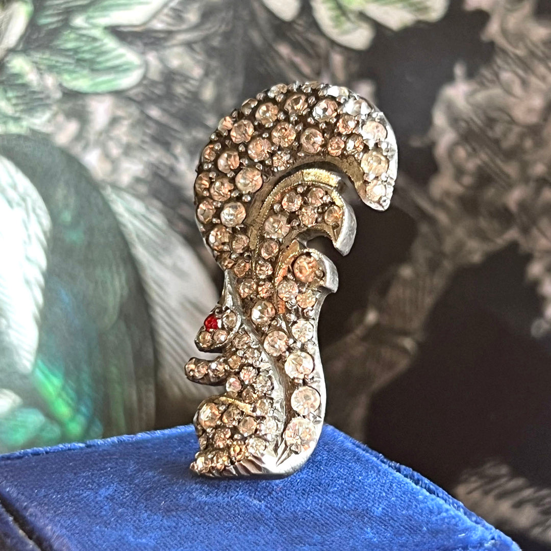 Victorian Silver Paste Squirrel Brooch