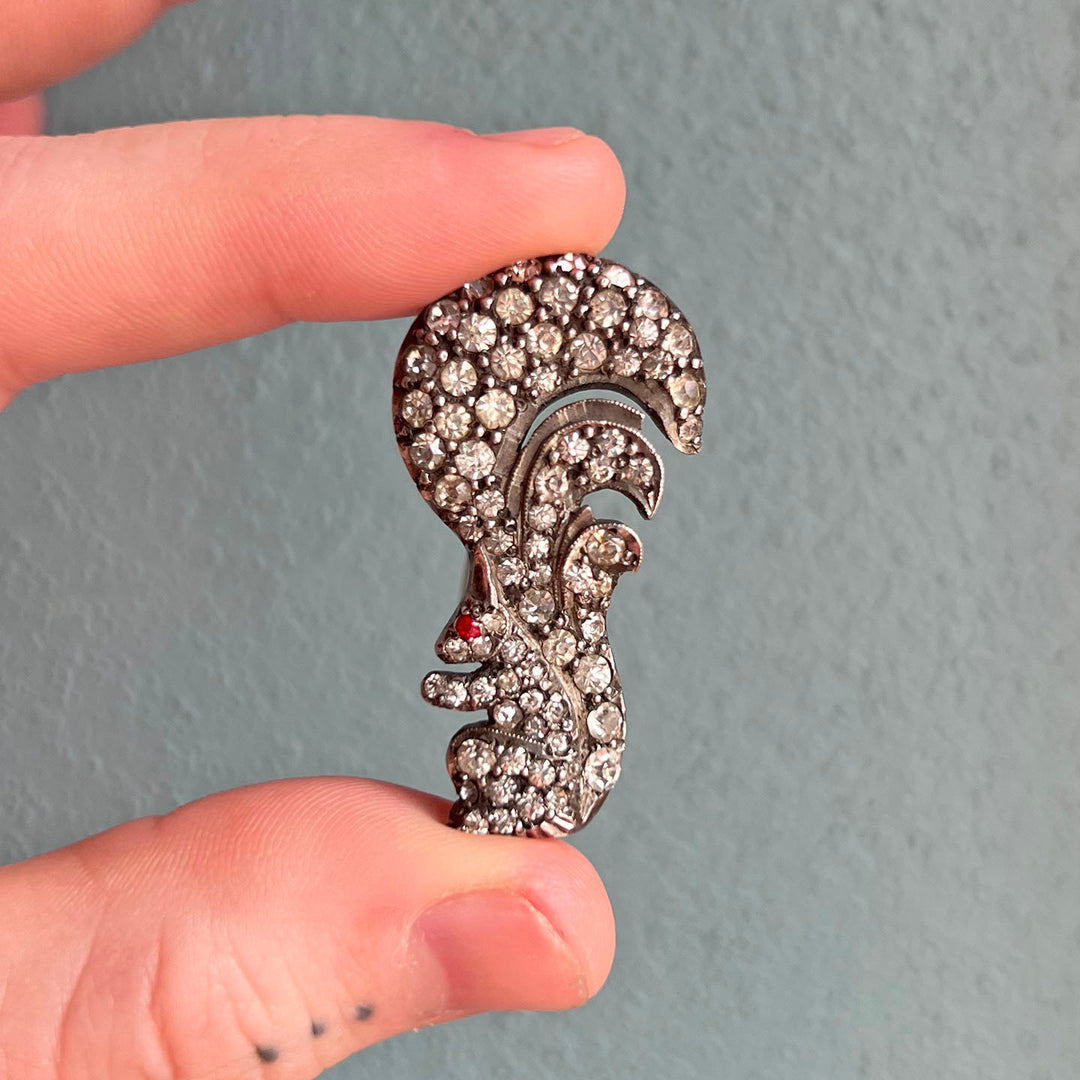 Victorian Silver Paste Squirrel Brooch