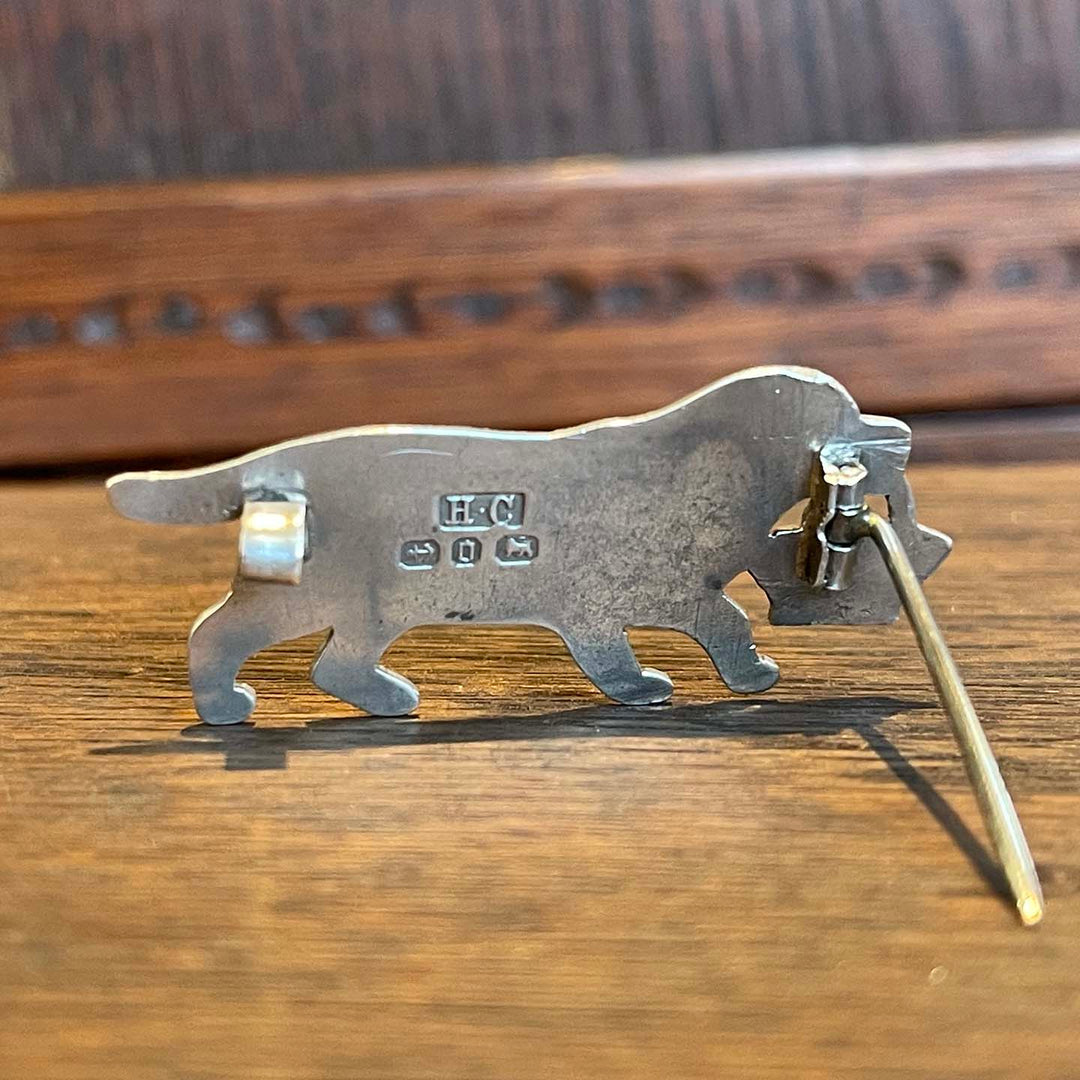 Mary the Victorian Dog Enamel Silver Brooch