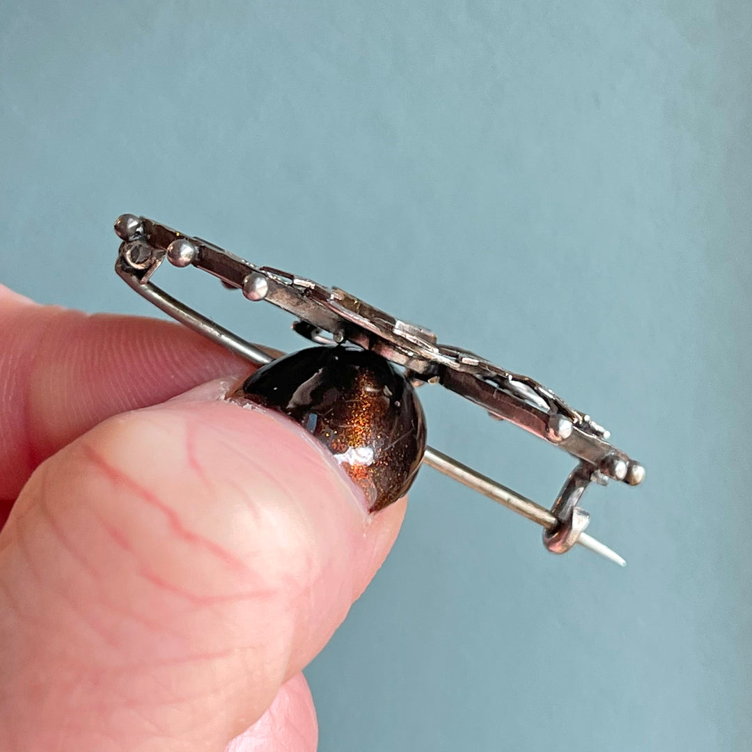 Edwardian Silver Mizpah Brooch, Double Heart, Chester 1911