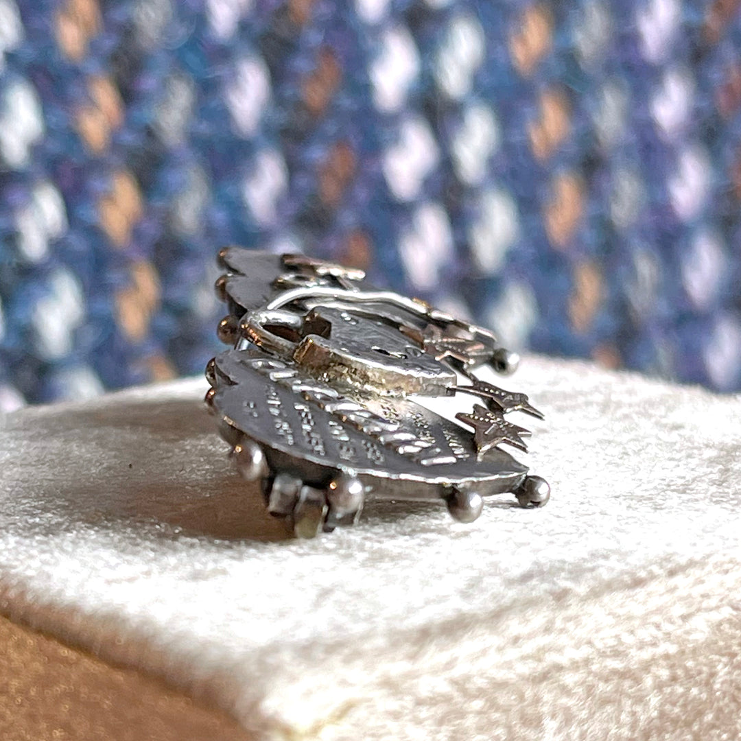 Edwardian Silver Mizpah Brooch, Double Heart, Chester 1911