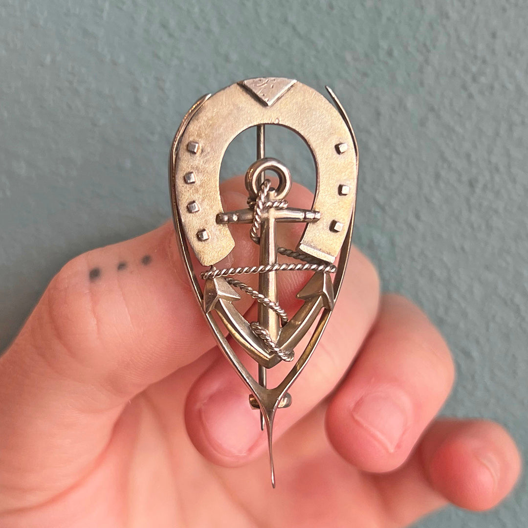 Victorian Silver 'Good Luck' Brooch