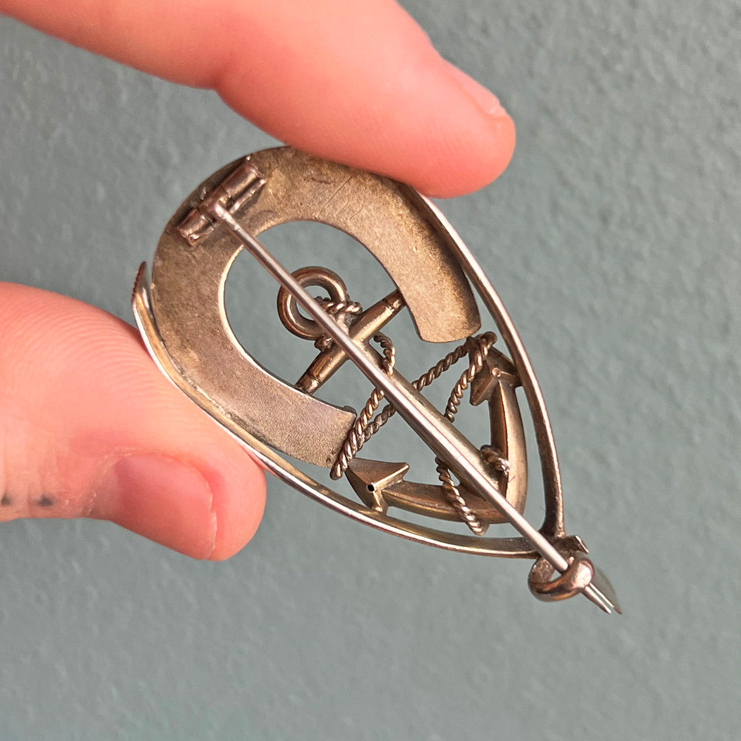 Victorian Silver 'Good Luck' Brooch