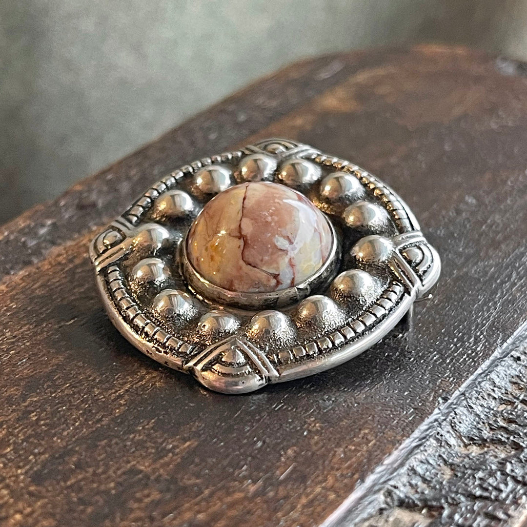 Norwegian Silver Agate Brooch by Henrik Moller, c. 1920