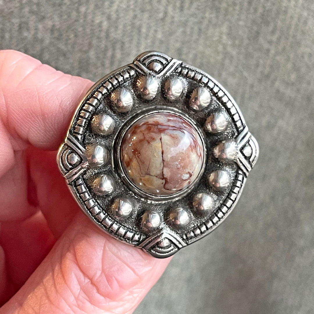 Norwegian Silver Agate Brooch by Henrik Moller, c. 1920