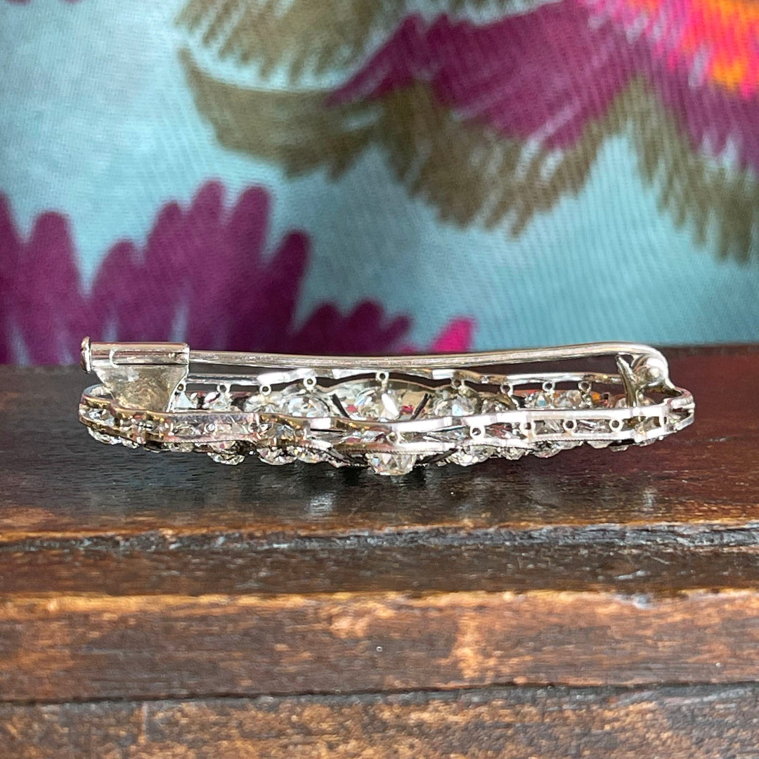 Antique Early Art Deco Platinum Diamond Brooch