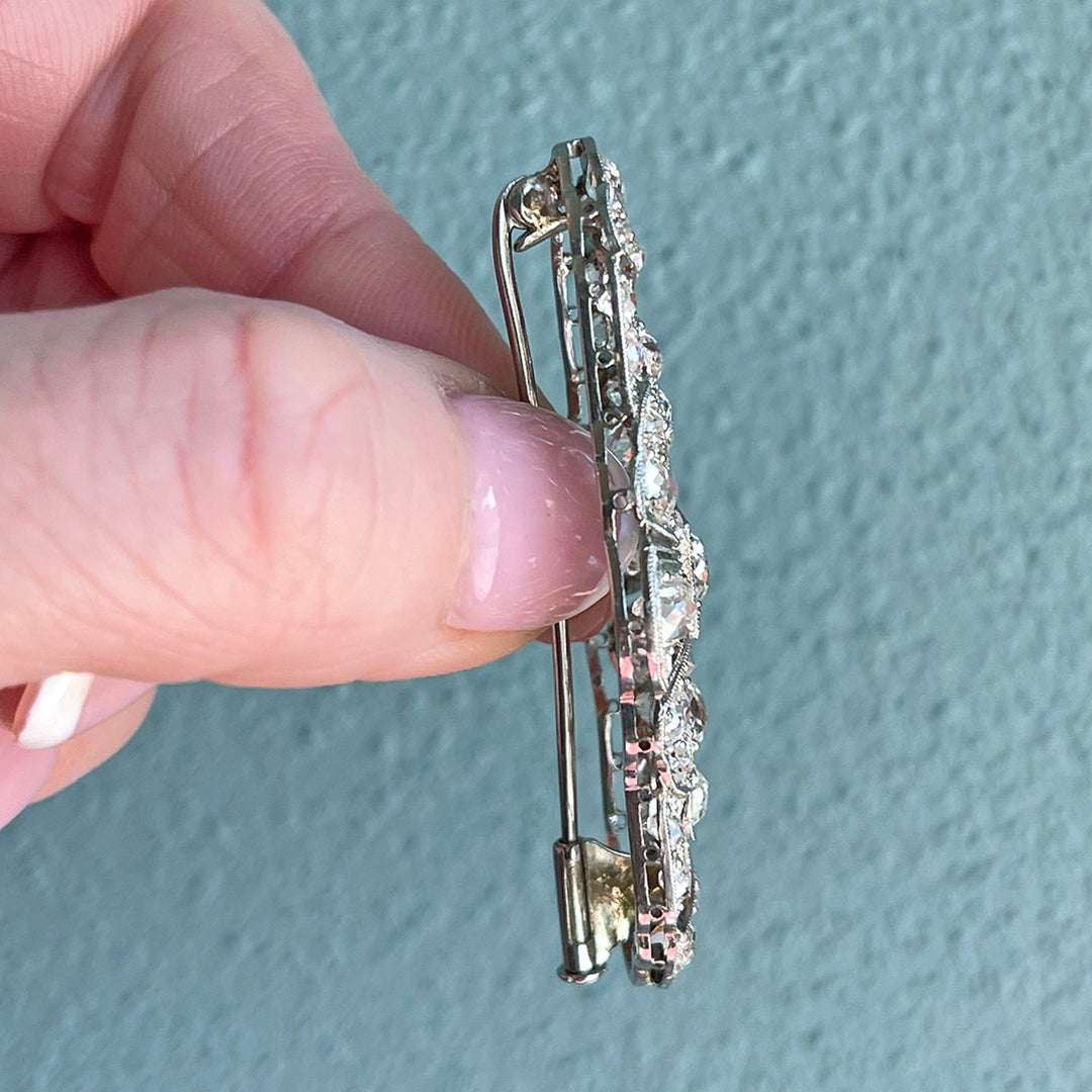Antique Early Art Deco Platinum Diamond Brooch