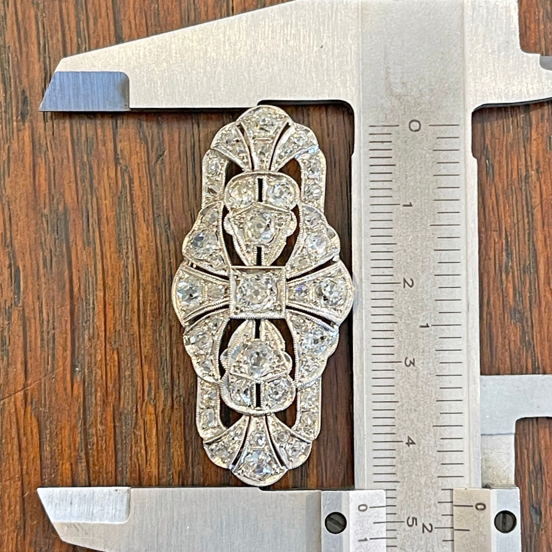 Antique Early Art Deco Platinum Diamond Brooch