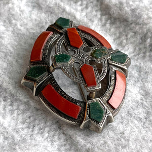 Victorian Silver Scottish Carnelian Bloodstone Brooch Pin