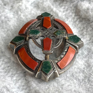 Victorian Silver Scottish Carnelian Bloodstone Brooch Pin