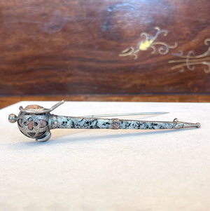 Victorian Large Scottish Silver Granite Dirk Brooch Pin c. 1880