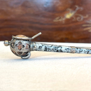 Victorian Large Scottish Silver Granite Dirk Brooch Pin c. 1880