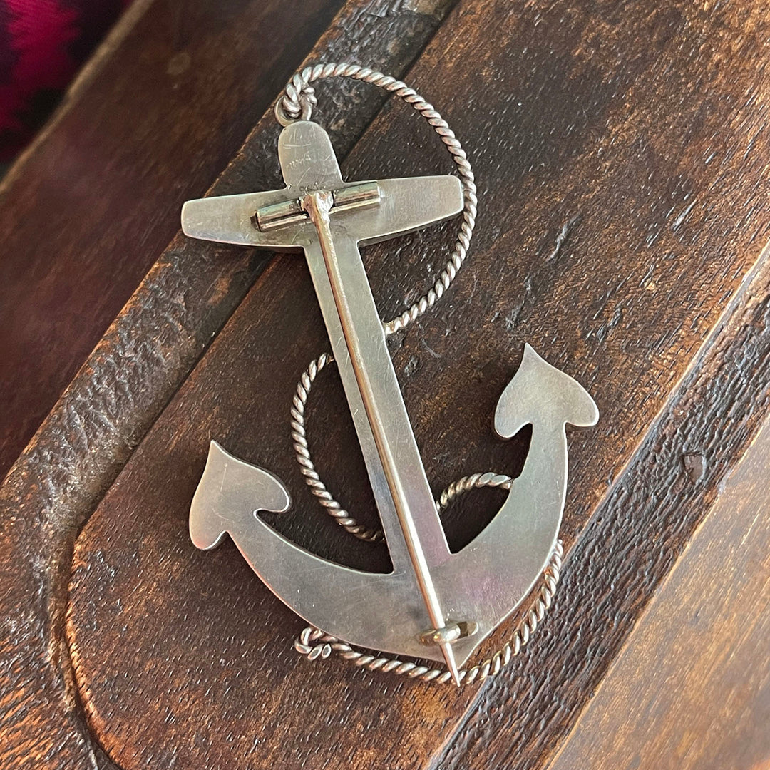 Antique Victorian Silver Scottish Brooch Anchor Agate