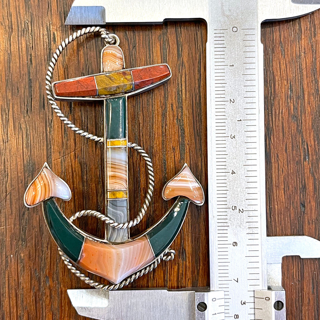 Antique Victorian Silver Scottish Brooch Anchor Agate