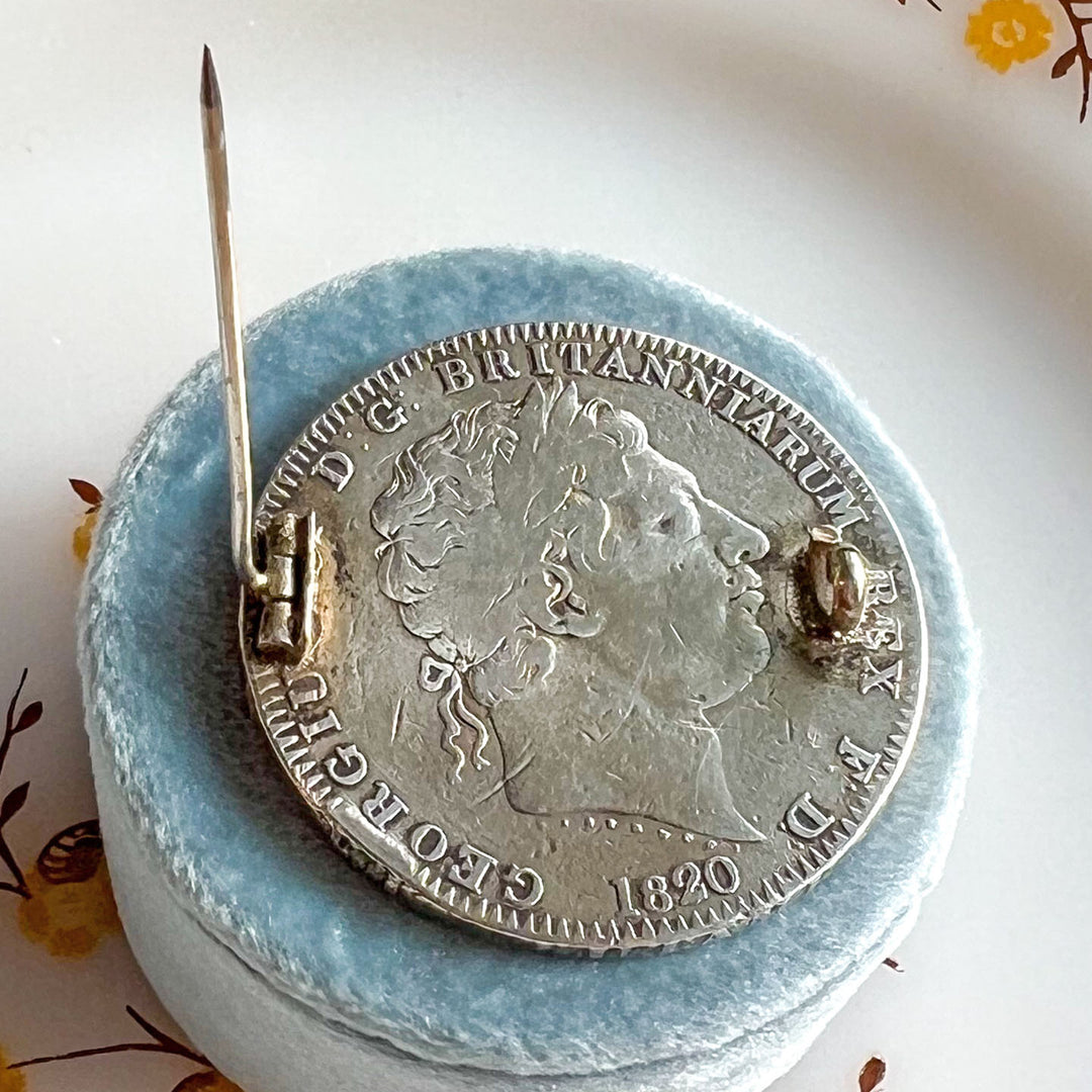 Antique Georgian Enamel Silver Brooch St. George and the Dragon