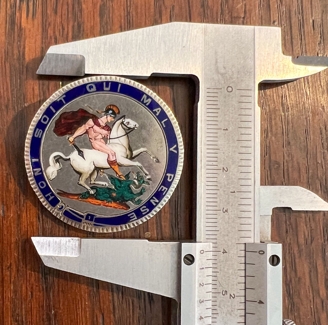 Antique Georgian Enamel Silver Brooch St. George and the Dragon