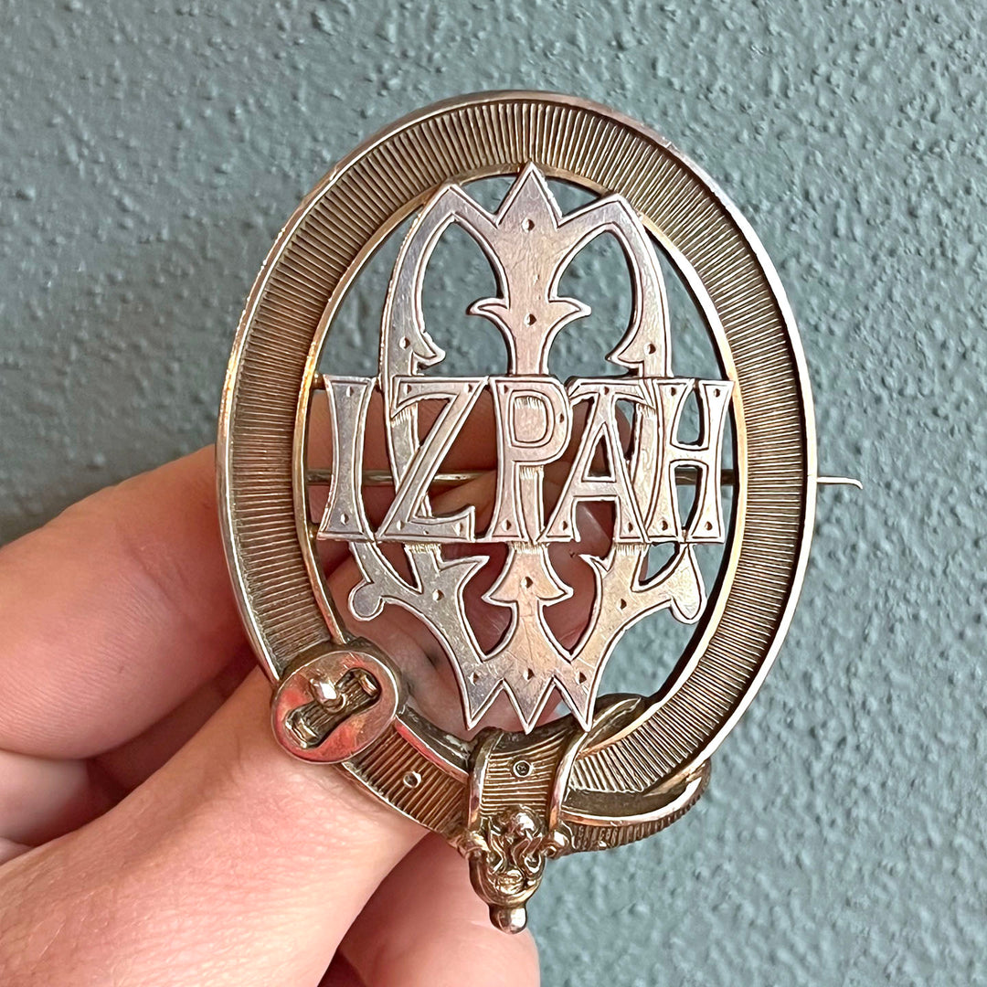 Antique Victorian Silver Brooch Buckle Mizpah c.1880