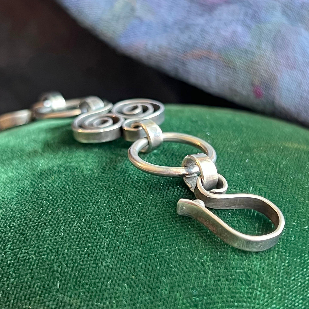 Vintage Mid-Century Modern Scandinavian Silver Spiral Link Bracelet, c. 1960