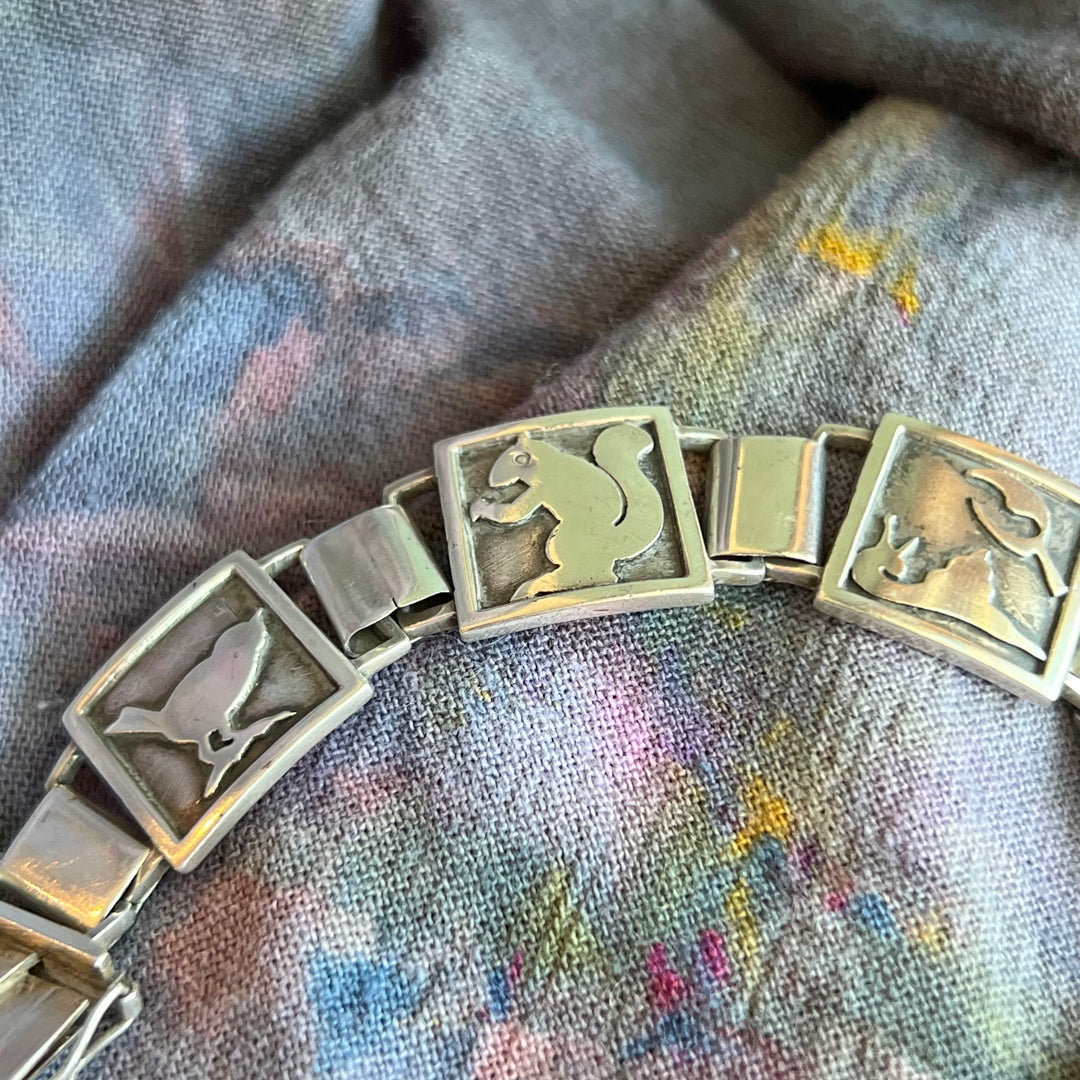 Vintage Swedish Silver Animal Link Bracelet Hermann Ole Jacobsen, c. 1950