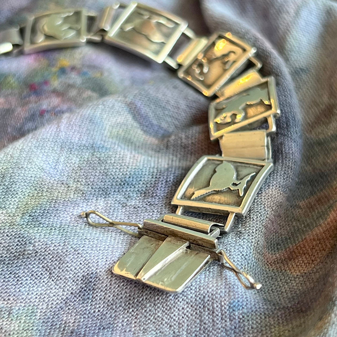 Vintage Swedish Silver Animal Link Bracelet Hermann Ole Jacobsen, c. 1950
