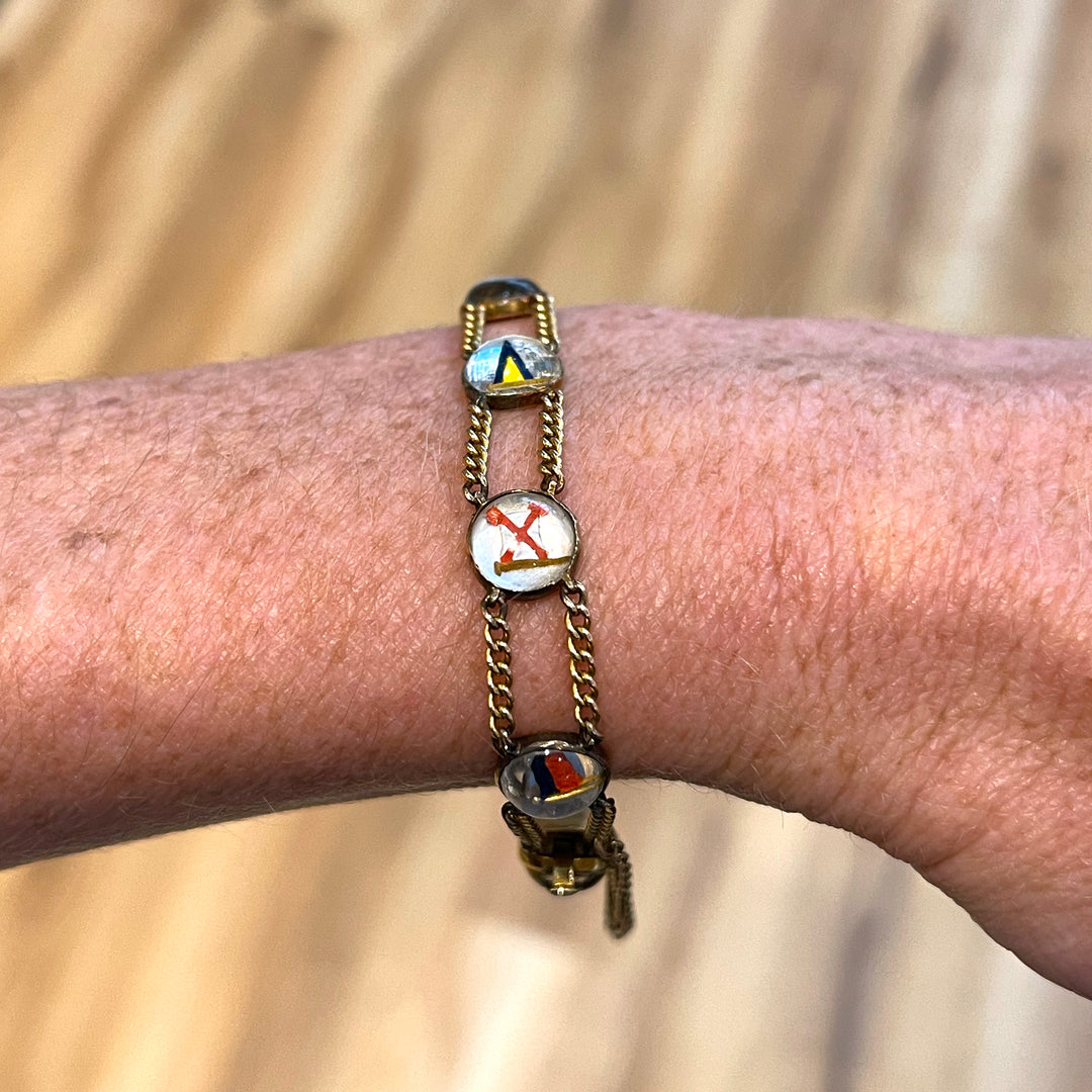Vintage Gold 'Ever Yours' Essex Crystal Flags Bracelet