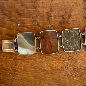 Antique Scottish Agate Link Bracelet Silver