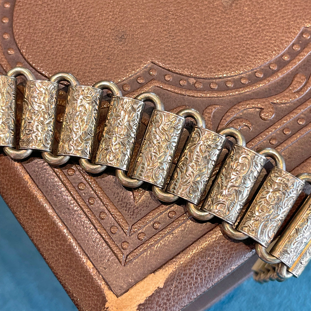 Silver Gilt Engraved Link Bracelet Buckle