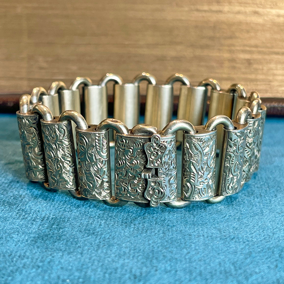 Silver Gilt Engraved Link Bracelet Buckle