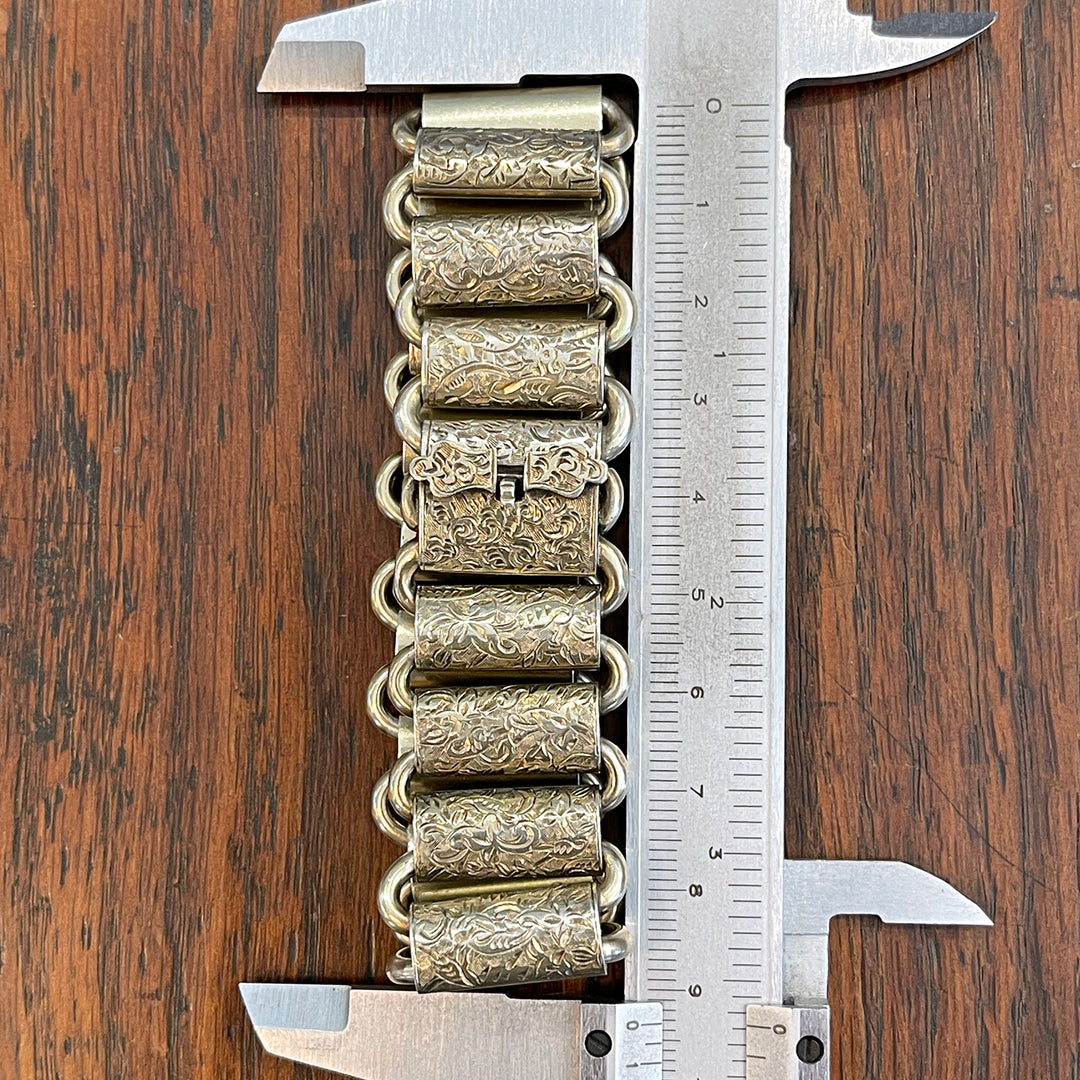Silver Gilt Engraved Link Bracelet Buckle