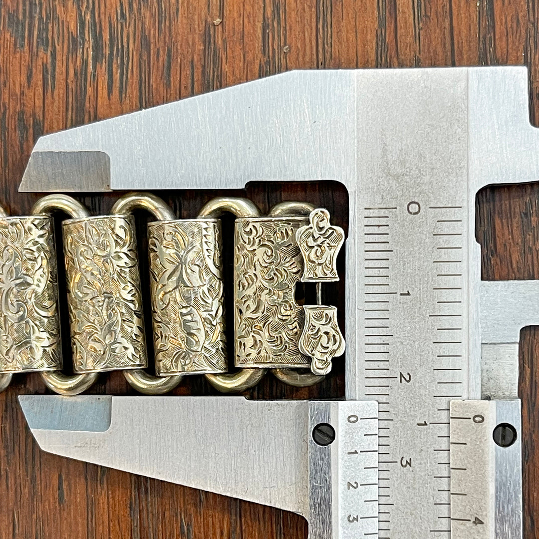 Silver Gilt Engraved Link Bracelet Buckle