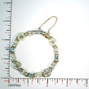 Antique Edwardian Aquamarine Diamond Bracelet 15k Gold English