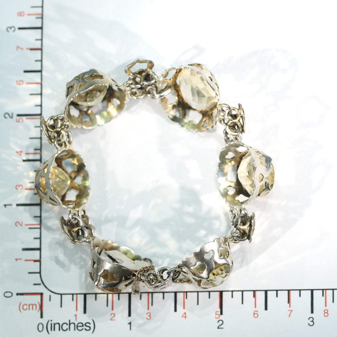 Antique Victorian Scottish Citrine Silver Bracelet 43.3cttw