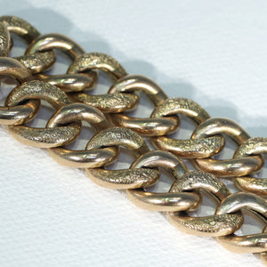 Antique 9k Gold Heart Curb Link Bracelet 7.75"