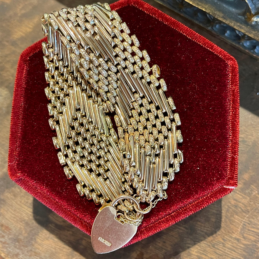 Antique Victorian Wide Gold Gate Bracelet