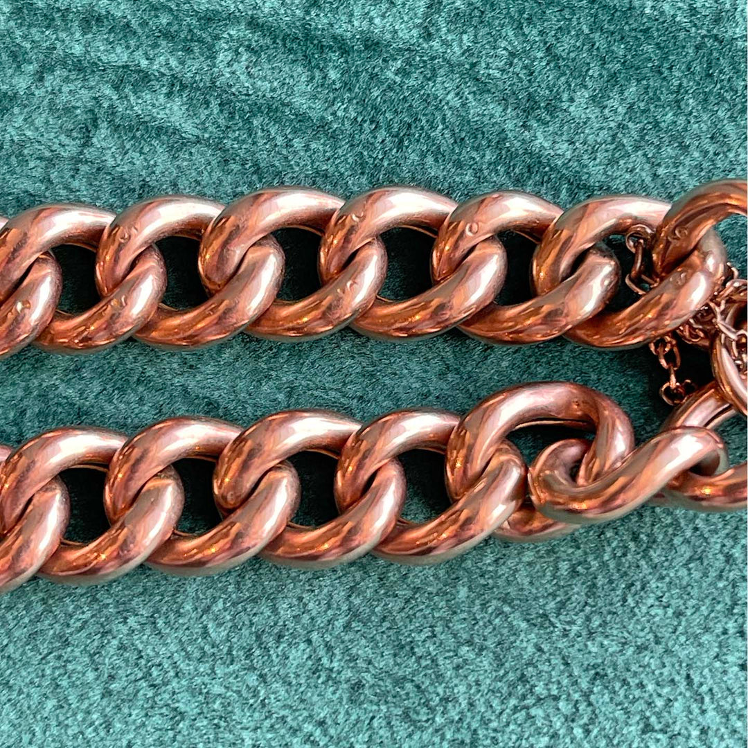 Victorian Gold Curb Link Bracelet with Heart Lock