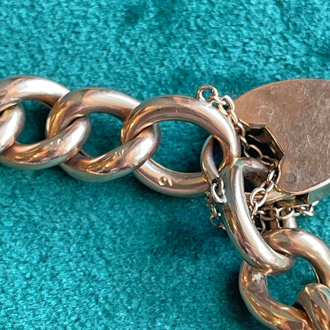 Victorian Gold Curb Link Bracelet with Heart Lock