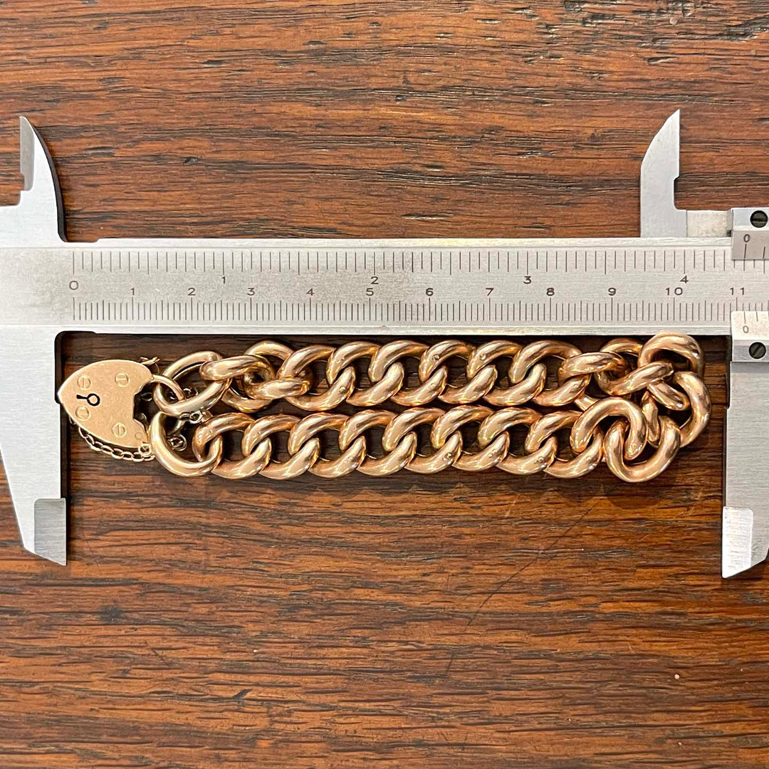 Victorian Gold Curb Link Bracelet with Heart Lock