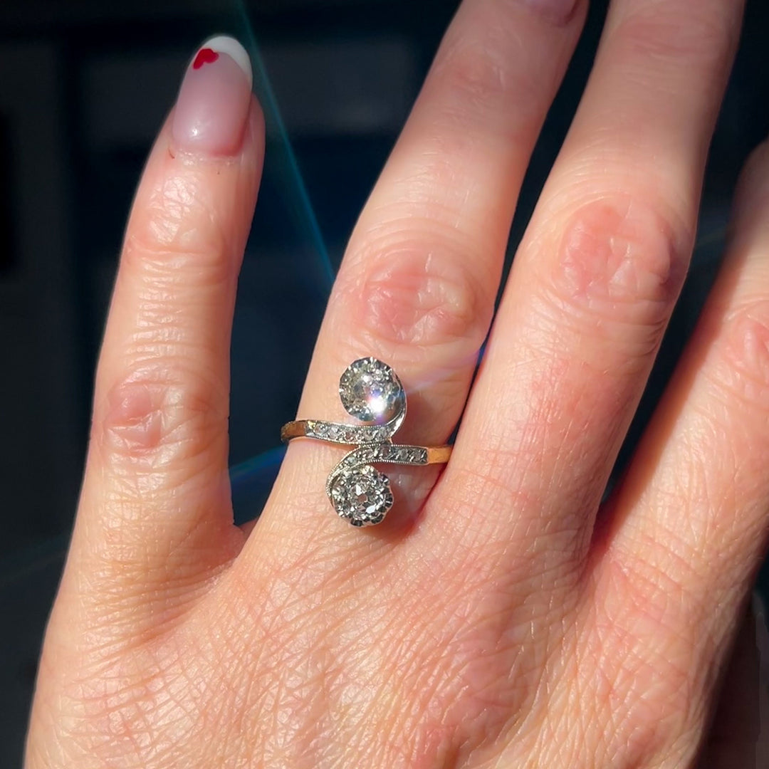 Belle Epoque Diamond Bypass Ring 18k Platinum 1cttw