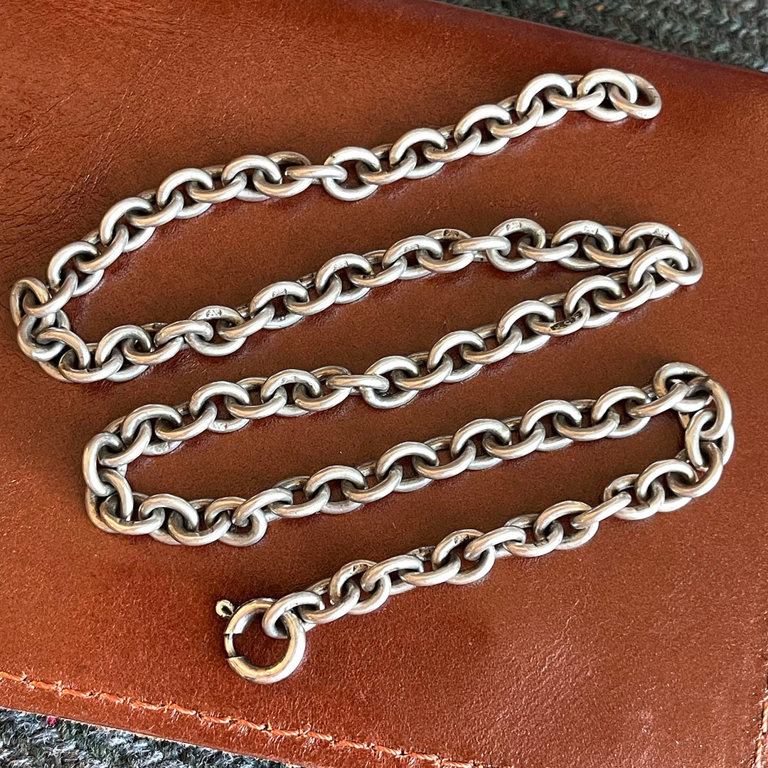 Antique Silver Link Chain Necklace 16 Inches Long