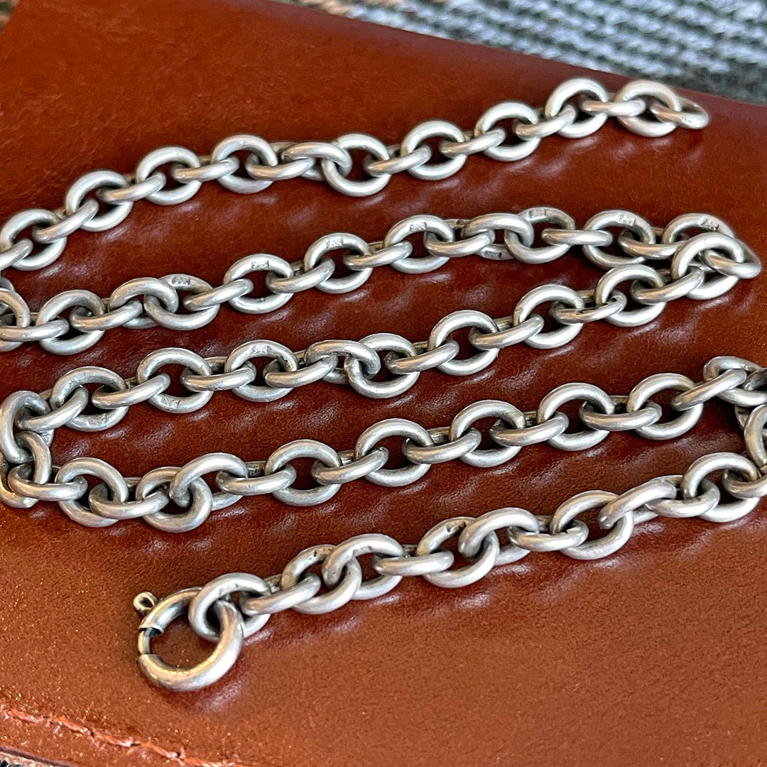 Antique Silver Link Chain Necklace 16 Inches Long